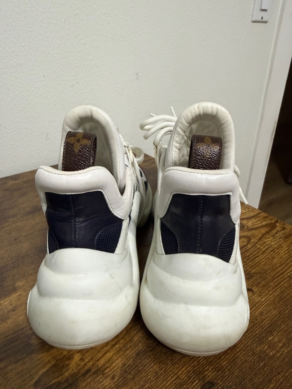 Louis Vuitton White and Navy Sneakers - Picture 5 of 7